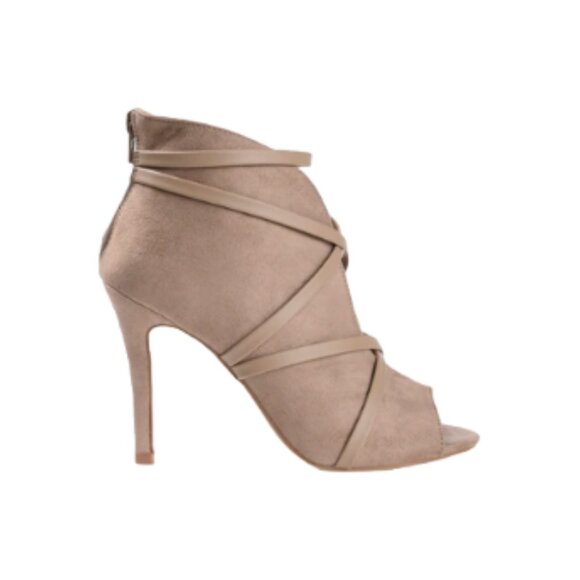 JOURNEE COLLECTION Samara Stiletto Heeled Booties, Faux Suede, Taupe, 6.5M NWT** - Picture 2 of 5